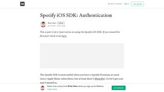 
                            12. Spotify iOS SDK: Authentication – Brian Hans – Medium
