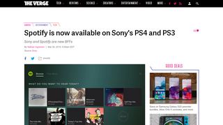
                            13. Spotify is now available on Sony's PS4 and PS3 - The Verge