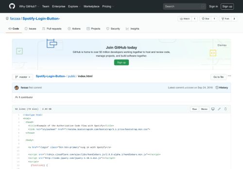 
                            5. Spotify-Login-Button-/index.html at master · farzaa/Spotify-Login ...