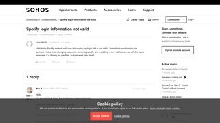 
                            3. Spotify login information not valid | Sonos Community