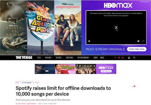 
                            12. Spotify raises limit for offline downloads to 10,000 songs per device ...