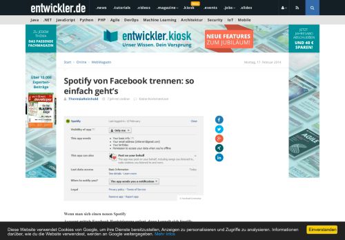 
                            10. Spotify von Facebook trennen: so einfach geht's - entwickler.de