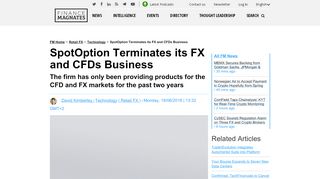 
                            8. SpotOption Terminates its FX and CFDs Business | Finance Magnates