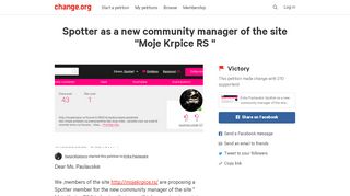 
                            8. Spotter as a new community manager of the site ''Moje Krpice RS