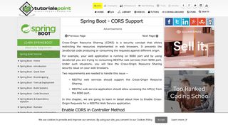 
                            10. Spring Boot CORS Support - Tutorialspoint