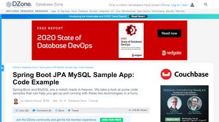 
                            9. Spring Boot JPA MySQL Sample App: Code Example - DZone Database