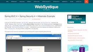 
                            2. Spring MVC 4 + Spring Security 4 + Hibernate Example - WebSystique