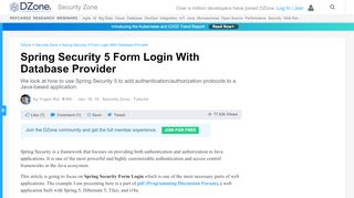 
                            5. Spring Security 5 Form Login With Database Provider - DZone Security