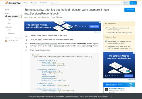 
                            13. Spring security: after log out the login doesn't work anymore if I ...