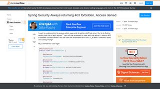 
                            2. Spring Security Always returning 403 forbidden, Access denied - Stack ...