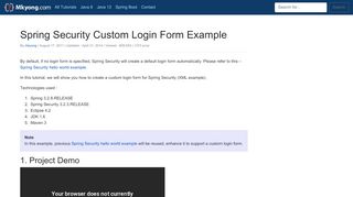 
                            7. Spring Security Custom Login Form Example – Mkyong.com