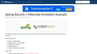 
                            3. Spring Security + Hibernate Annotation Example – Mkyong.com