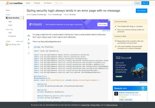 
                            9. Spring security login always lands in an error page with no ...