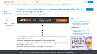 
                            2. Spring security no longer redirects to login page after upgrade to ...