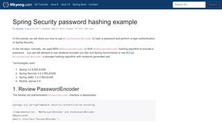 
                            11. Spring Security password hashing example – Mkyong.com