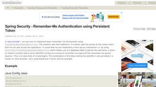 
                            8. Spring Security - Remember-Me Authentication using Persistent Token