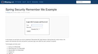 
                            7. Spring Security Remember Me Example – Mkyong.com