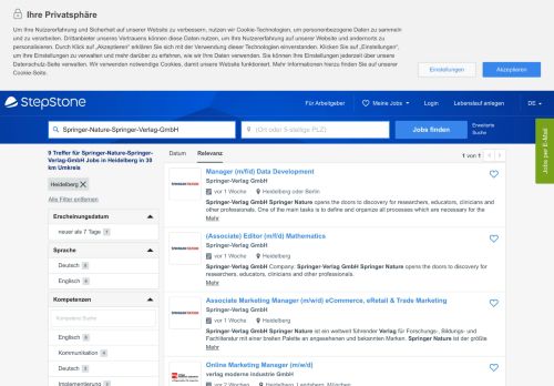 
                            7. Springer Nature Springer Verlag GmbH Jobs in Heidelberg - Stepstone