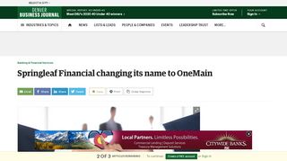 
                            11. Springleaf Financial changing its name to OneMain - Denver Business ...