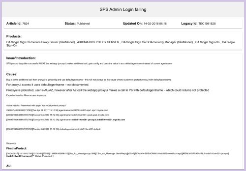 
                            3. SPS Admin Login failing - CA Knowledge - Login - CA Technologies