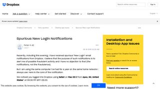 
                            4. Spurious New Login Notifications - Dropbox Community - 170571