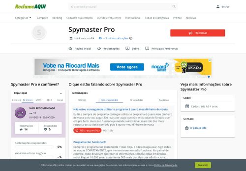 
                            6. Spymaster Pro - Reclame Aqui