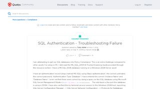 
                            7. SQL Authentication - Troubleshooting Failure | Qualys Community