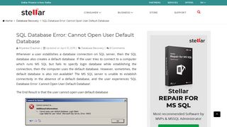 
                            10. SQL Database Error: Cannot Open User Default Database