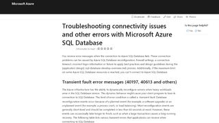 
                            10. SQL hata kodları - veritabanı bağlantı hatası | Microsoft Docs