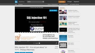 
                            6. SQL Injection 101 : It is not just about ' or '1'='1 - Pichaya Morimo…