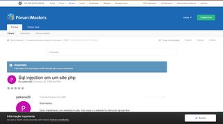 
                            12. Sql injection em um site php - PHP - Fórum iMasters