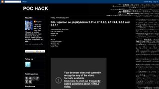 
                            4. SQL Injection on phpMyAdmin 2.11.4, 2.11.9.3, 2.11.9.4 ... - POC HACK