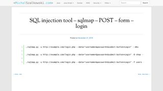 
                            4. SQL injection tool – sqlmap – POST – form – login | Michał Szałkowski ...