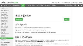 
                            7. SQL Injection - W3Schools