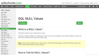 
                            12. SQL NULL Values - IS NULL and IS NOT NULL - W3Schools