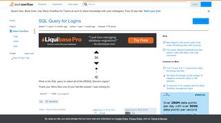 
                            2. SQL Query for Logins - Stack Overflow