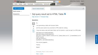 
                            6. Sql query result set to HTML Table - MSDN - Microsoft