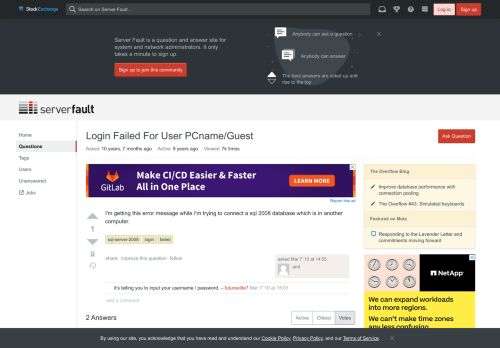 
                            1. sql server 2008 - Login Failed For User PCname/Guest - ...