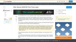 
                            9. SQL Server 2008 R2 First Time Login - Stack Overflow