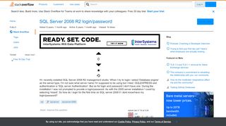 
                            9. SQL Server 2008 R2 login/password - Stack Overflow