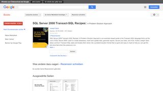 
                            6. SQL Server 2008 Transact-SQL Recipes: A Problem-Solution Approach