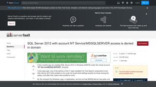 
                            8. SQL Server 2012 with account NT Service\MSSQLSERVER access is ...
