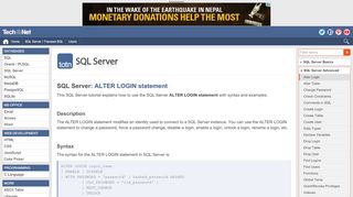 
                            5. SQL Server: ALTER LOGIN statement - TechOnTheNet
