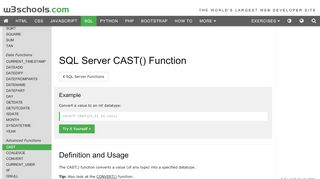 
                            12. SQL Server CAST() Function - W3Schools