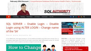 
                            6. SQL SERVER - Enable Login - Disable Login using ALTER LOGIN ...