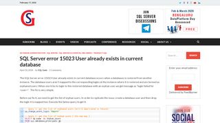 
                            6. SQL Server error 15023 user already exists in current database