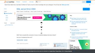 
                            4. SQL server Error 4060 - Stack Overflow