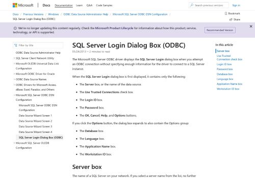
                            1. SQL Server Login Dialog Box (ODBC) - MSDN - Microsoft
