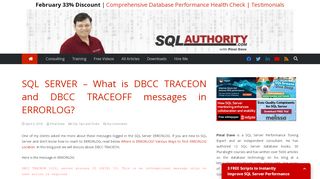 
                            7. SQL SERVER - What is DBCC TRACEON and DBCC TRACEOFF ...