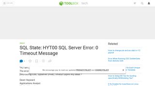 
                            6. SQL State: HYT00 SQL Server Error: 0 Timeout Message - ...